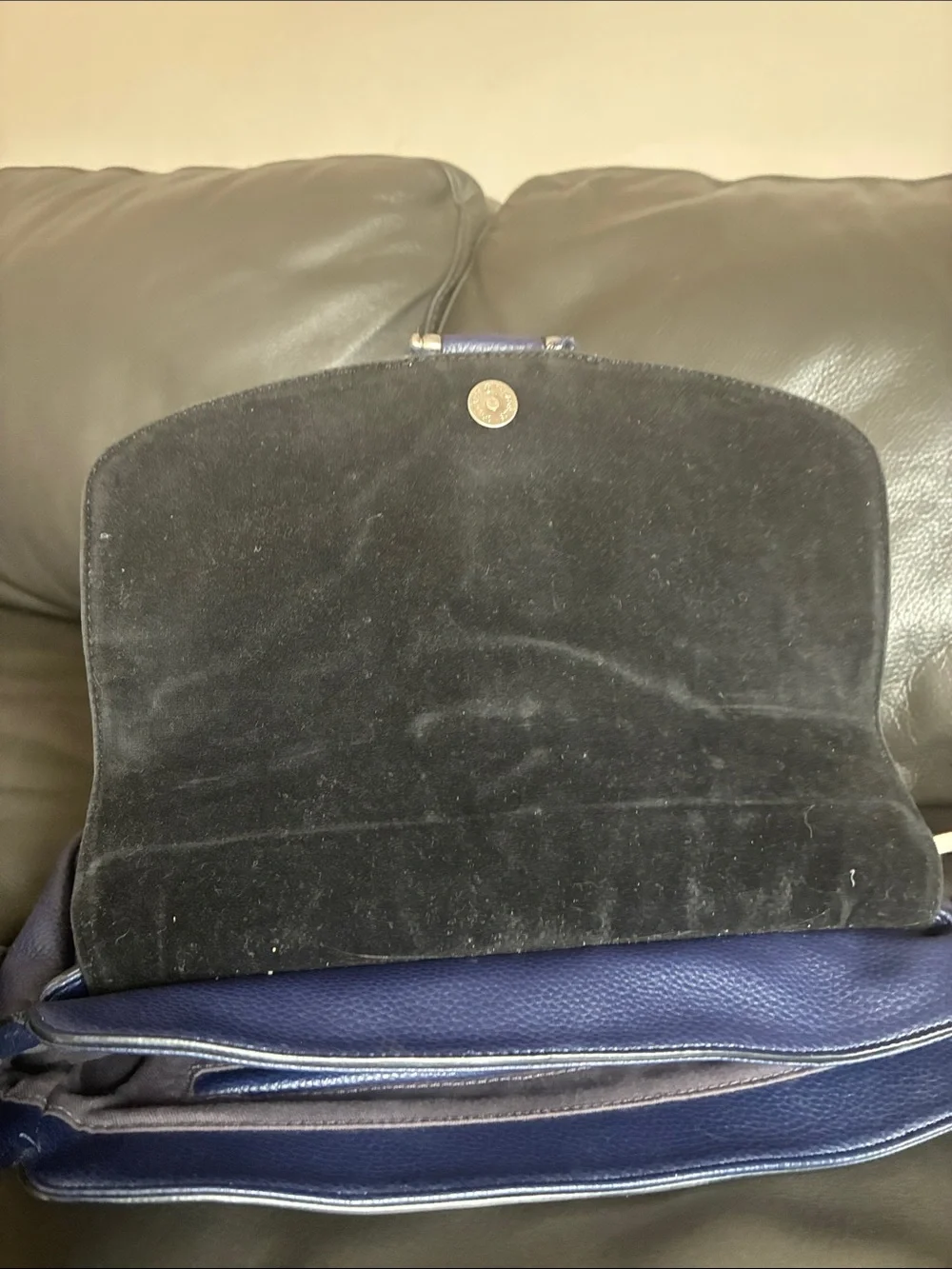 Sam Edelman Petra Silver Rivet shoulder bag in navy - Picture 6 of 7